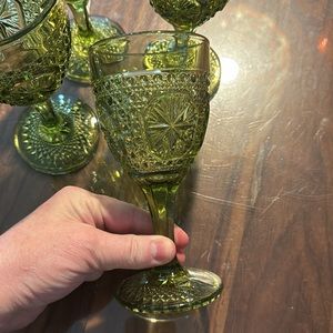 Vintage - 4 - Green Detailed Goblets